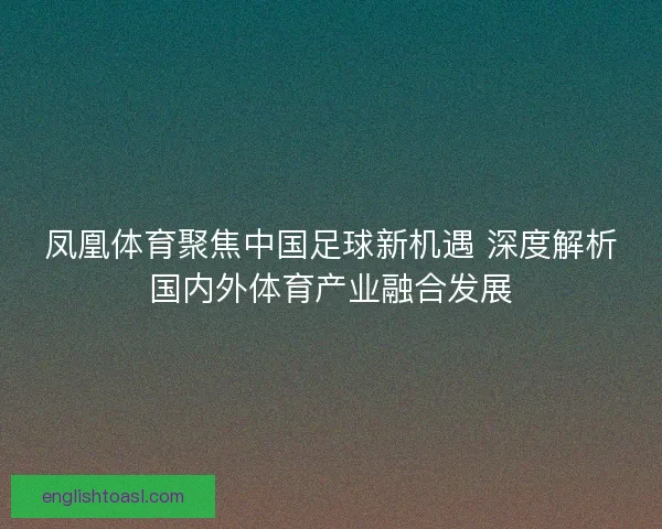 凤凰体育聚焦中国足球新机遇 深度解析国内外体育产业融合发展